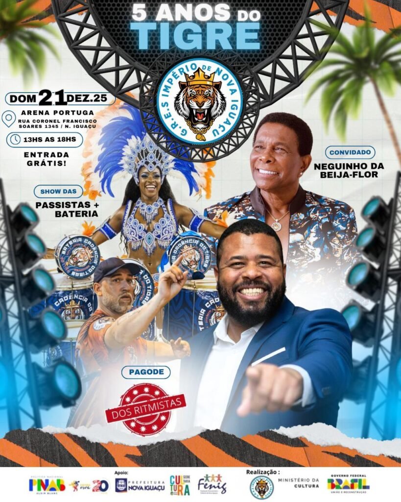 Arte-evento-819x1024 Neguinho da Beija-flor é o convidado da festa de 5 anos do Império de Nova Iguaçu